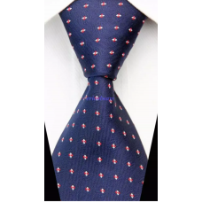 smalle stropdas donkerblauw rood witte stippen 